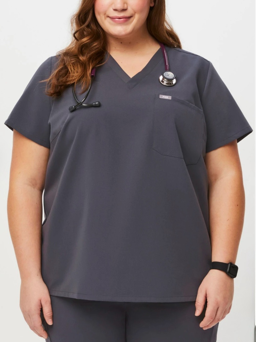 Figs Catarina Scrub Top Charcoal Gray V-Neck Short Sleeve Sz 4X Clinic Hospital